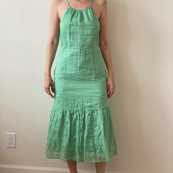 Banana Republic Dresses & Skirts - Banana Republic Maxi Dress Spring Green Sleveless Tie Waist Lined Cotton Dress